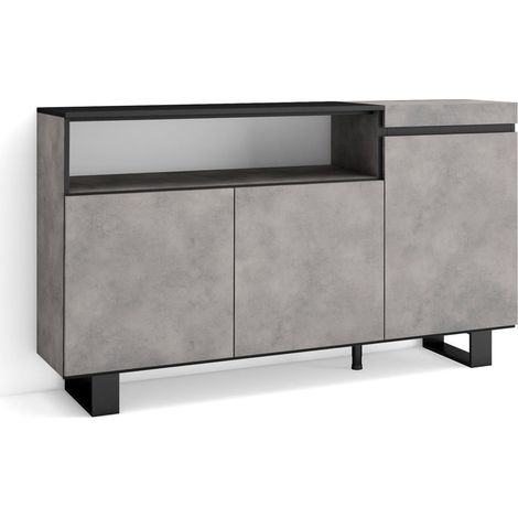 Buffet Salon et Cuisine Meuble de Rangement, Commode 150x87x35cm 3 Portes Design Industriel Style Moderne Ciment (1/5)