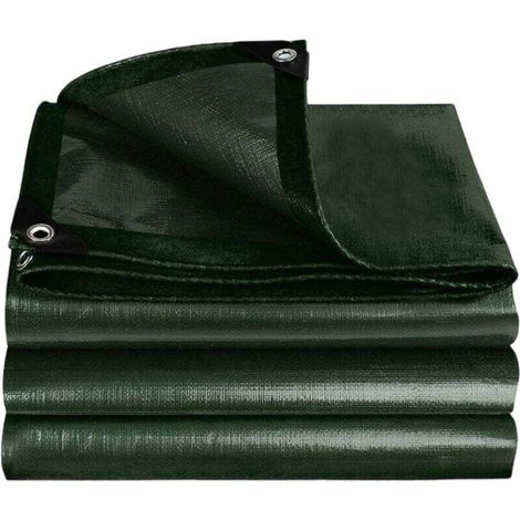 6 bâches huile imperméable 20 pieds, verte, anti-UV, anneaux et bord renforcé, pour toits, camping, piscines (1/4)