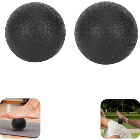 Ballon de yoga et de massage lot de 2 - balles de musculation pour doigts et fascia, noir, 6,1 x 6,1 cm (1/5)