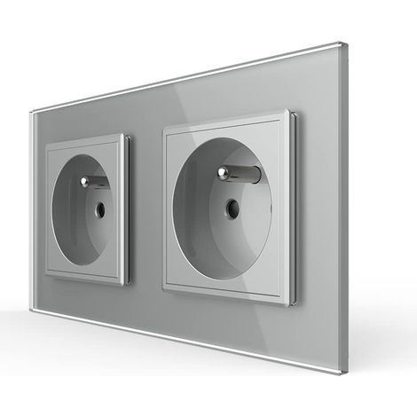 Prises de courant alternatif Panneau en verre cristal standard français nouveau prise murale,VL-C7C2FR-15 (1/5)