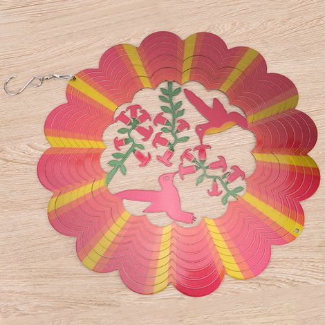 30 cm großes, farbiges Metall-Windspiel zum Aufhängen mit Haken, zur Dekoration von Schlafzimmer, Garten oder Hof. (1/5)
