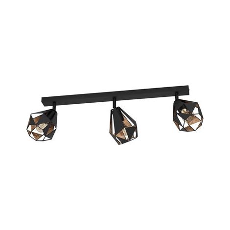 Eglo Iluminación Regleta spot tipo industrial CARLTON 7 negro y cobre envejecido 3xE27 (no incl.) 730mm (1/5)