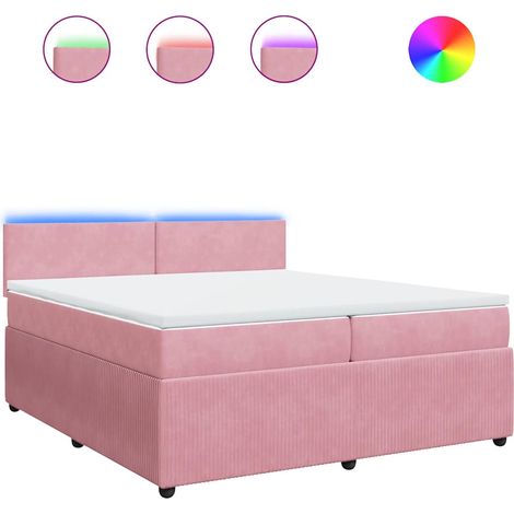 Maison Exclusive - Giroletto a Molle con Materasso Rosa 200x200 cm in Velluto (1/5)