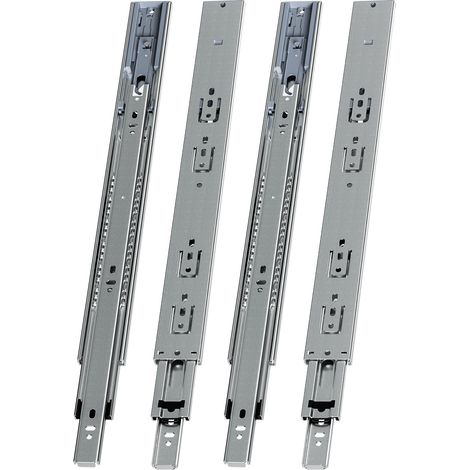 Randaco 2 Paar Schubladenschienen 450 mm Vollauszug, 3-teilig, Softclose mit Selbsteinzug, 45 kg Tragkraft, Schubladenauszug aus Stahl (1/5)