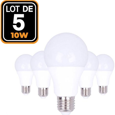 Lot de 5 ampoules LED EUROPALAMP E27 A60 10W 4500K blanc neutre 800 lm 220V (1/3)
