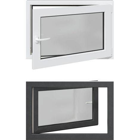 Ventana de sótano RISOR 90 x 60 cm PVC y vidrio Gris antracita vidaXL