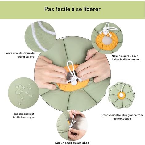 Colerette Chat Anti Léchage,Collier de Récupération Adjustable et Imperméable pour Chat, Collier de Sécurité Anti-Morsure Léchage pour Cicatrisation, Style Fleur Violette Toutes Saisons (Vert L) (1/4)