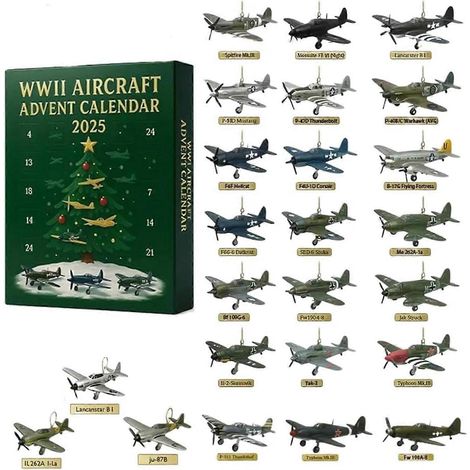 Calendrier de l'Avent de 24 jours avec figurines d'avions miniatures 2D à collectionner, idéal pour décorer votre sapin de Noël. (1/5)