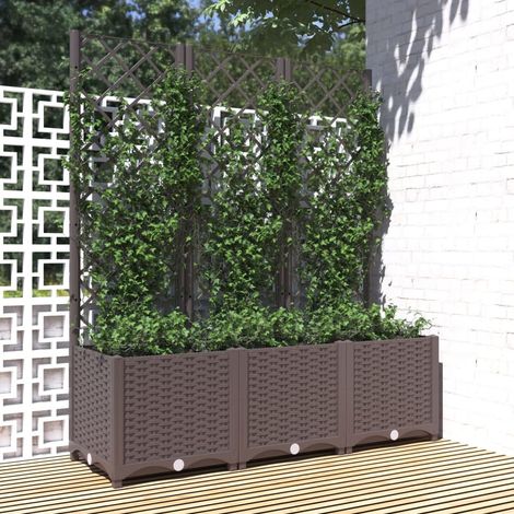 Bac à fleurs,Jardinière avec treillis Marron 120x40x136 cm PP -96305 (1/5)