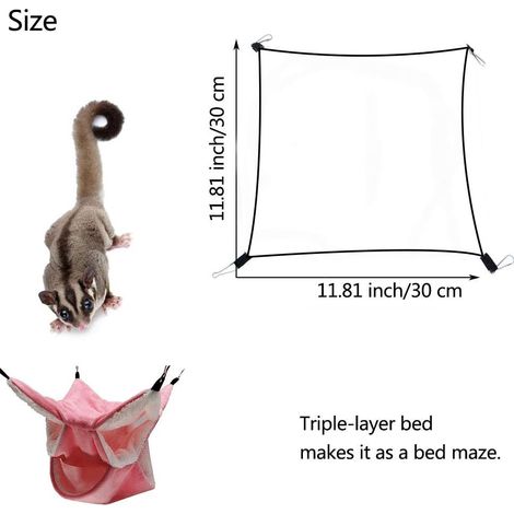 Hamac triple cage pour petit animal Hamster Comfort Warm Petit hamac (rose) (1/2)