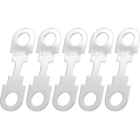 Fusibles À Bande Haute Intensité 5 Pièces Pour Auto Audio 60A 12V  Dim 42x12mm, Trou 6.4mm, Entretrous 30mm, Protection courts-circuits et surcharges, Pour voitures motos bateaux Dc (1/5)