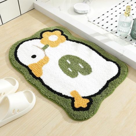 Tapis de salle de bain mignon, super doux et absorbant, lavable en machine, tapis antidérapant pour douche et bain, 40x60 cm (1/5)