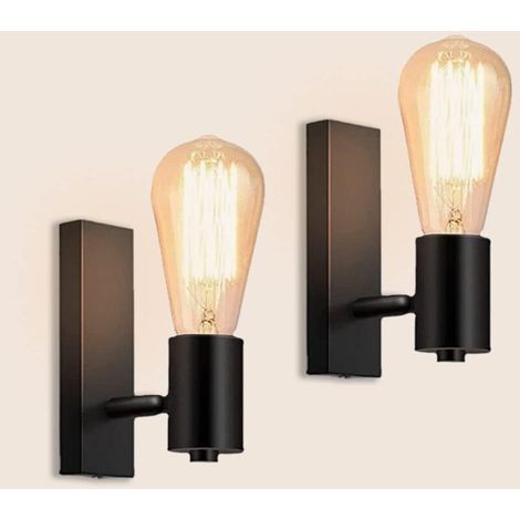 Lot de 2 Applique Murale Métal E27 Design Rétro 360° Orientable Éclairage Intérieur Salon Couloir (1/5)