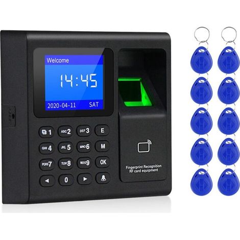 FITLAB-Machine de présence par empreintes digitales + accès 10 cartes (1/4)