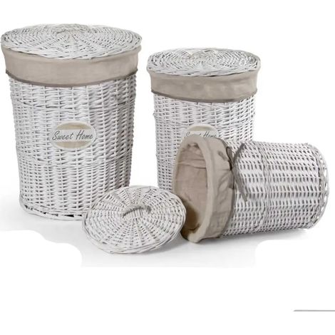 Set de 3 paniers à linge en feutre - 44x55, 36x47, 31x40 cm