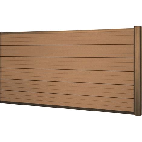 Pannello supplementare frangivento fendivista basso privacy Sarthe WPC alluminio premium 188cm teak (1/5)
