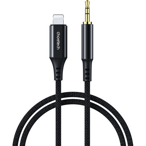 Cable de audio AUX Lightning para iPhone - mini jack de 3,5 mm, 2 m - negro (1/5)