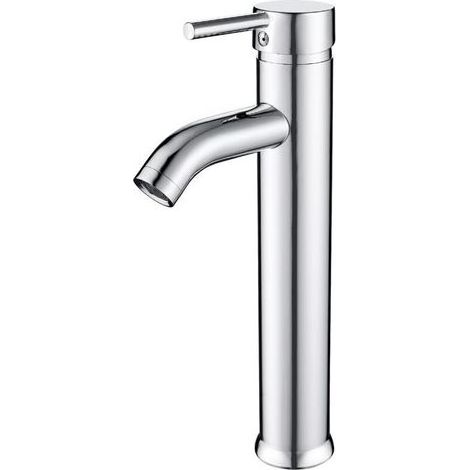 1 robinet de salle de bain haut, mitigeur monocommande pour vasque, chromé, valve céramique, adapté aux installations européennes G3/8 (1/5)