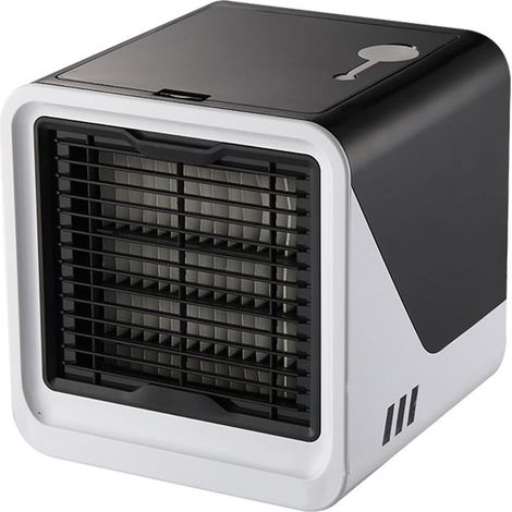 Mini ventilador USB 3 en 1 con refrigeración líquida, depósito de 500 ml, 3 velocidades, aire acondicionado portátil, blanco y negro - KZQ (1/4)