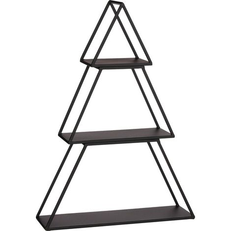 Étagère de Noël à 3 Niveaux en Métal Noir Présentoir Forme Sapin 50 x 14 x 71 cm - PANGIVO (1/4)