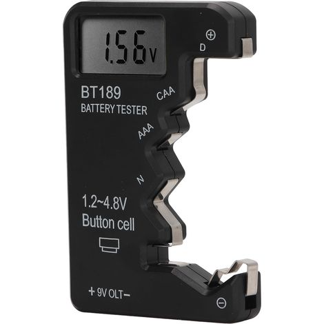 Testeur de charge pour piles AA AAA 6F22 9V - Écran numérique - Mesureur de capacité - Noir (1/5)