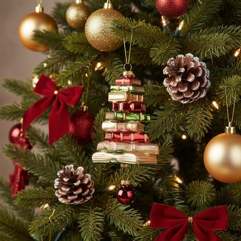 Pendente libro con pallina di natale in vetro 6,7 x 6,8 x 15,5 cm multicolore Peraga Christmas (1/4)