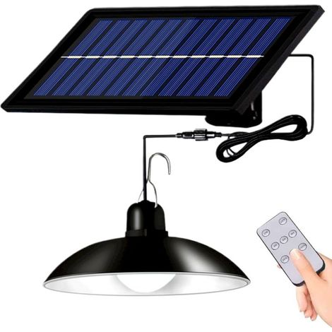 Solar Pendant Lights, Solar Powered Shed Light Outdoor Indoor Gazebo Light with Remote, Waterproof Hanging Chandelier for House, Home, Barn, Porch, Garden, Patio (Single Lamp) (1/5)