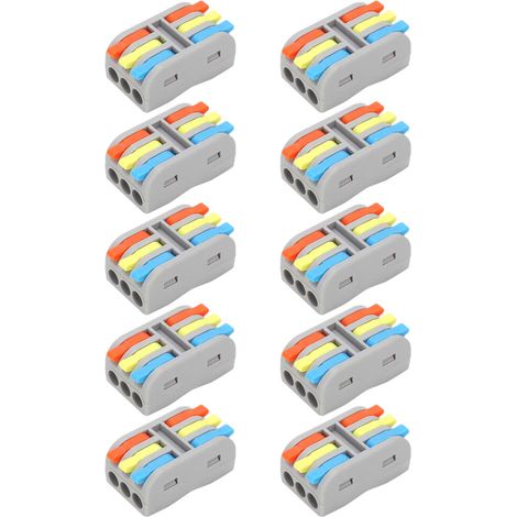 Bloc de jonction rapide Mini LeverNut 3 entrées 3 sorties - 10 pièces, 250V (1/5)