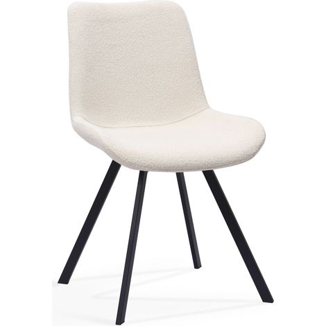Sillas de comedor giratorias 360° con tapizado de tela y patas de metal, juego de 2, blancas o beige (1/5)