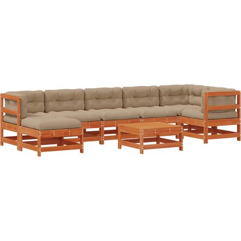 Garden Lounge Set 8 pcs Wax Brown Solid Pine Wood vidaXL (1/5)