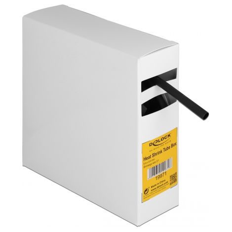 Delock Caja de tubos termorretrÃ¡ctiles, con adhesivo interior, relaciÃ³n de contracciÃ³n 3:1, 5 m x 6,4 mm negro