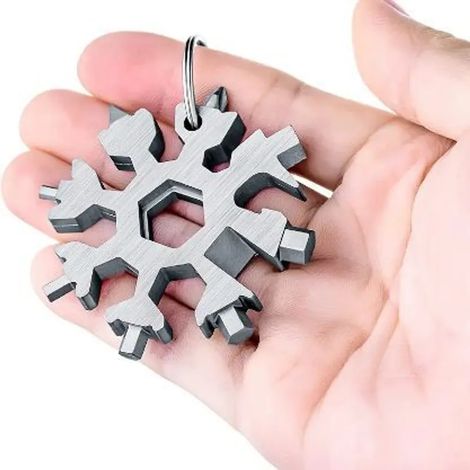 Outil multifonction 18 en 1 en forme de flocon de neige, tournevis de bouteille portable en acier inoxydable en forme de flocon de neige (1/5)