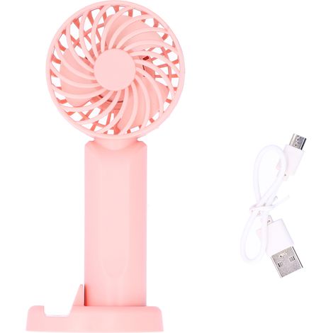Ventilateur Portable 3 Vitesses avec Support Téléphone - Rose pour Chambre (1/5)