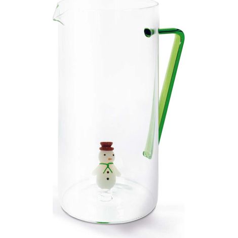 WD LifeStyle Caraffa Vetro Borosilicato Cc 1,2 Lt Decoro Pupazzo di Neve Natale (1/2)