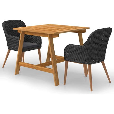 Ensemble à manger de jardin 3 pcs Noir (1/5)
