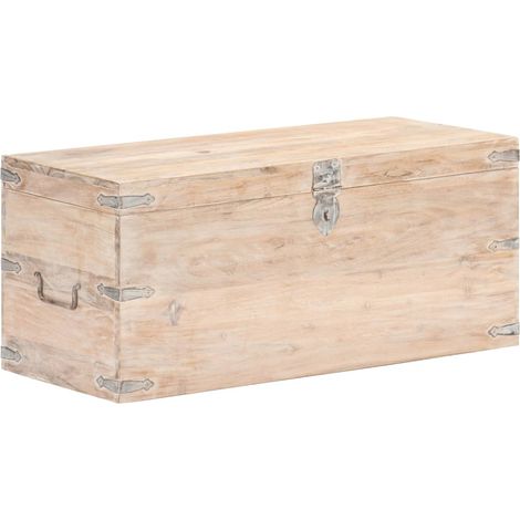 Baúl de madera maciza de acacia 90x40x40 cm