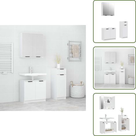 Armadio autoportante - vidaXL Set di Mobili da Bagno 3 pz Bianco in Legno Multistrato - Mobili da bagno