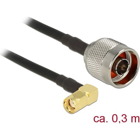 Delock Antenna cable N Plug  RP-SMA Plug 90Â° CFD200 0.3 m low loss