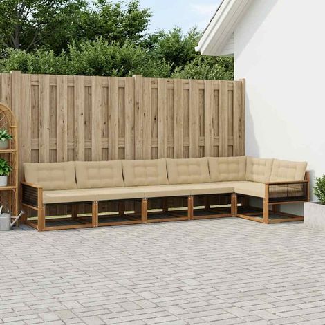 vidaXL Set di divani da esterno 6 pz Naturale e Beige (1/5)