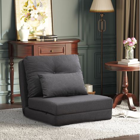 Canapé de sol 2-en-1 60x80x56 cm gris foncé – dossier réglable, sans matelas (1/5)