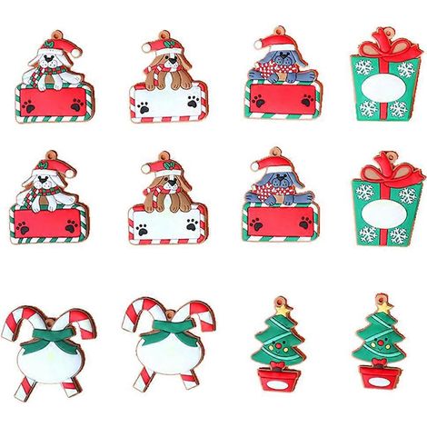 12-teiliges Weihnachtsbaum-Deko-Set für die Weihnachtsfeier – DIY-Hängedeko mit kleinem Hundeanhänger