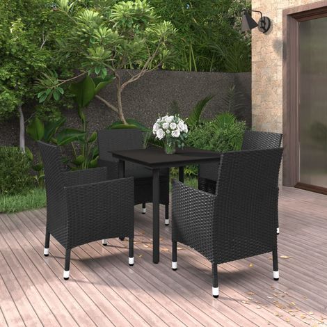 5 pcs Ensemble à dîner de jardin, Mobilier à dîner, Table et Chaises à Manger Résine tressée Verre MKPO61465 (1/5)