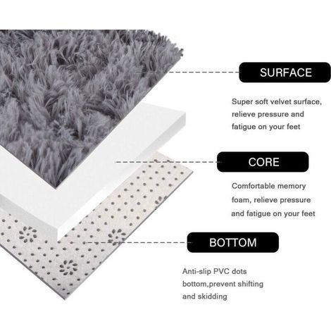 SABIR Moquette Tapis soyeux et lisses, tapis moelleux Tapis anti-dérapant à poils longs Tapis de salle à manger, chambre à coucher, tapis de sol rond - Intérieur super doux (Gris, 100 x 100 cm) (1/3)
