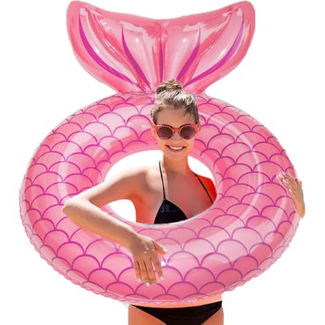 Bouée gonflable pour adultes, grande taille, en forme de queue de sirène, transparente et résistante, idéale pour la piscine, l'eau, la plage, les fêtes et comme jouet. (1/5)