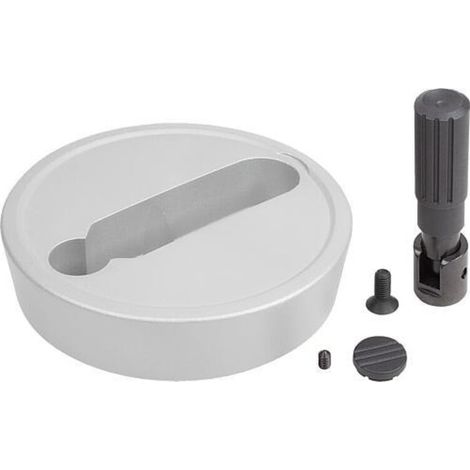 KIPP Handrad D1=100 Form B mit Querbohrung D2=12 Aluminium Silber (1/4)