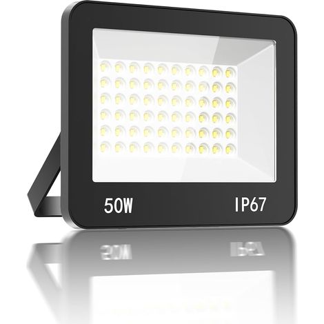 Projecteur LED Exterieur 50W, 5000LM Spot LED Extérieur Puissant, 6500K Blanc Froid Eclairage Sécurité D'extérieur IP67 Imperméable pour Jardin, Patio, Garage, Terrasse, Entrepôt (1/5)