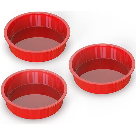 3 Pièces Moule Gateau Silicone 20 Cm, Antiadhésif Pour Pâtisserie, Résistant Four Et Micro-ondes (1/5)