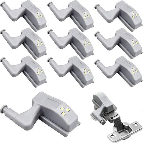Lot de 10 lampes à charnière universelles pour meubles, couleur blanc chaud, batterie 12 V 23 A (1/5)