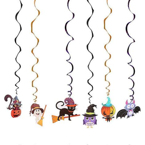 Un ensemble de 6 décorations d'Halloween, comprenant une couronne fantôme en spirale et un pendentif en spirale, compatibles avec les décorations extérieures et les décorations d'Halloween en papier. (1/5)