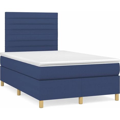 Cama box spring con colchón tela azul 120x190 cm (1/5)